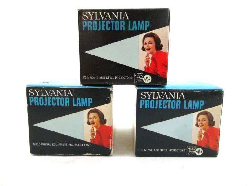 Lot of 3 Vintage Sylvania Tungsten Halogen Projector Lamps Quartz Tru-Beam DNE