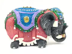 Hand Painted Circus Elephant Figurine Signed Ceramic Mold Pre-Owned