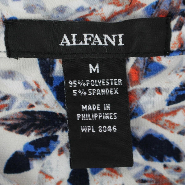 Alfani Blue and Red Printed Half Button Shirt Women's Size Medium