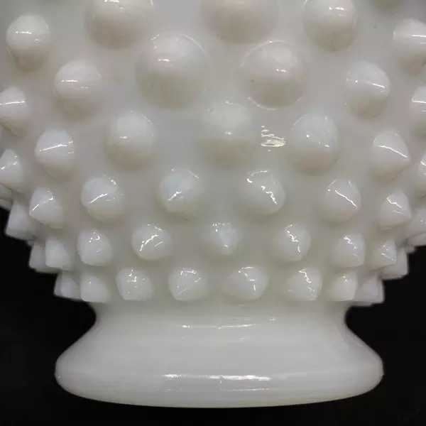 Fenton Milk Glass Hobnail And Ruffled Edge Footed Compote 6.75in Diameter