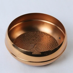 Vintage Hammered Copper Medium Size Trinket Dish Bowl Round Footed