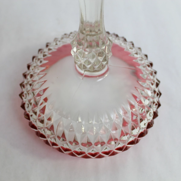 Indiana Glass Ruby Flash Red Candy Dish 7" Tall Diamond Point Home Decor