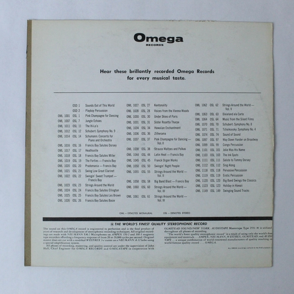 Bay Big Band Swing Low Great Clarinet Omega Disk OSL-21 Vinyl Record Used