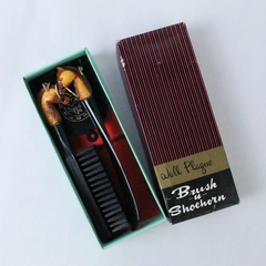 Vintage Brush & Shoe Horn Set Horse Head Handles Black Plastic With Hanger Box