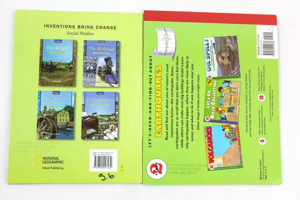 Lot of 2 Children's Books National Geographic The Railroad Stage 2 Earthquakes