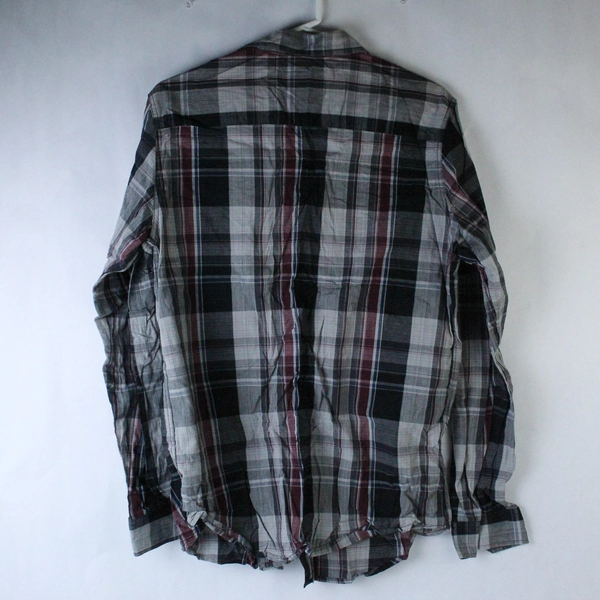 Eighty Eight Platinum Men's Size L Button Up Shirt Burgundy Gray Cotton