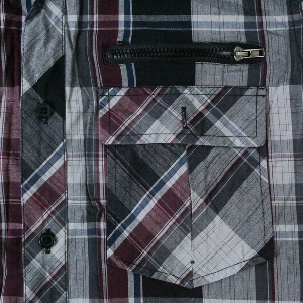 Eighty Eight Platinum Men's Size L Button Up Shirt Burgundy Gray Cotton