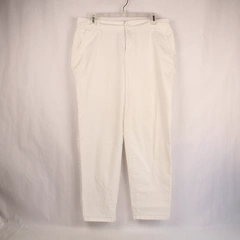Liz Claiborne Women's Size 10 White Khaki Pants Taper Fit Cotton Button Pockets