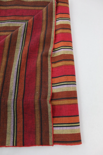 Orange Red Yellow Striped Table Runner with Pom Pom Trim Home Decor 68"