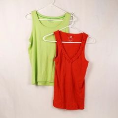 Lot of 2 Women's Sleeveless Tops Banana Republic & St John's Bay Orange Green