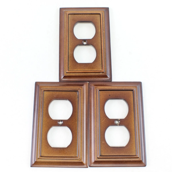 Lot of 6 Mixed Wood Look Wall Switch & Outlet Covers 2 Single 1 Double 4 Outlet