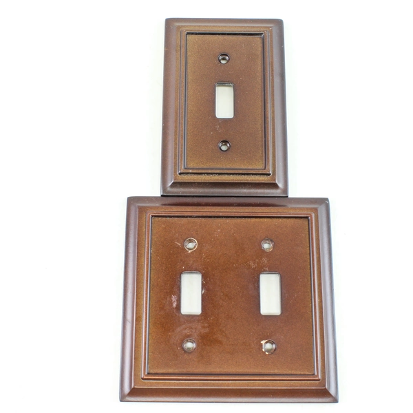 Lot of 6 Mixed Wood Look Wall Switch & Outlet Covers 2 Single 1 Double 4 Outlet