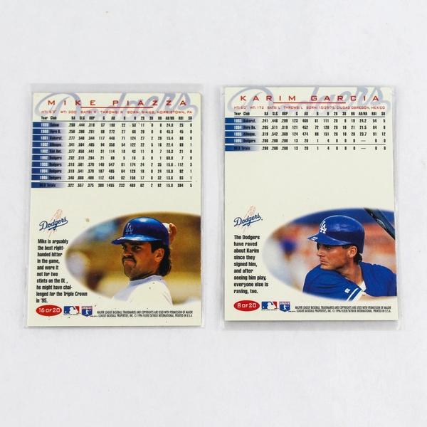 Lot of 2 1996 Fleer Baseball Cards Mike Piazza Karim Garcia Dodgers