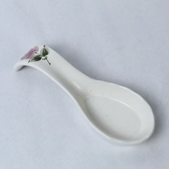 Gibson Designs Roseland Ceramic Spoon Rest Holder White Roses