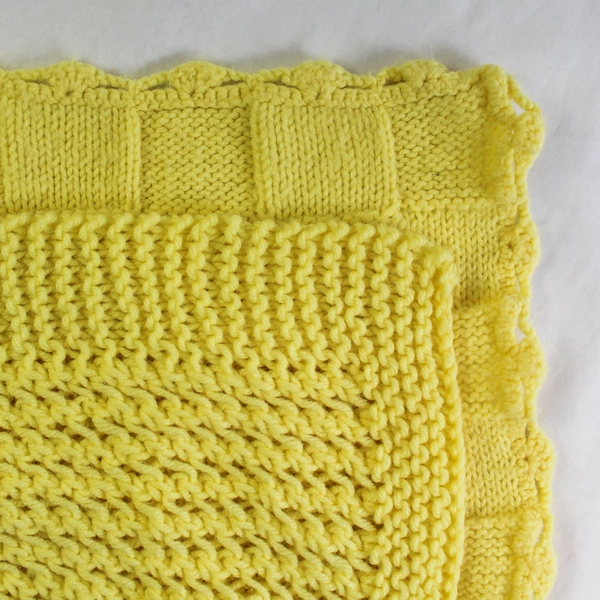 Lot of 2 Handmade Crochet Knit Baby Blankets Throws Yellow Bedding Nursery