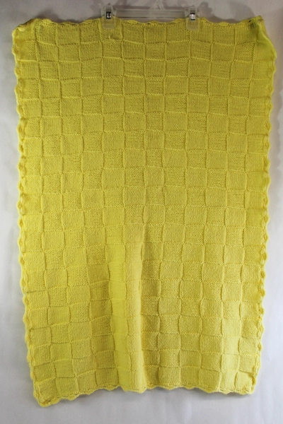 Lot of 2 Handmade Crochet Knit Baby Blankets Throws Yellow Bedding Nursery