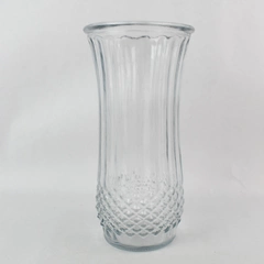 Vintage Hoosier Ribbed Clear Glass Flower Vase 9.75" - Timeless Decor