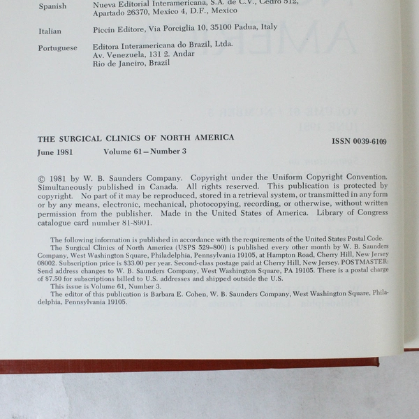 Surgical Clinics of North America June 1981 Volume 61 No 3 Surgical Nutrition