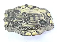 Vintage Lewis Buckles Ford Model A Brass Belt Buckle Logo Car