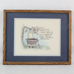 Framed Wash Bowl Basin Illustrated Print 12x15" Home Decor