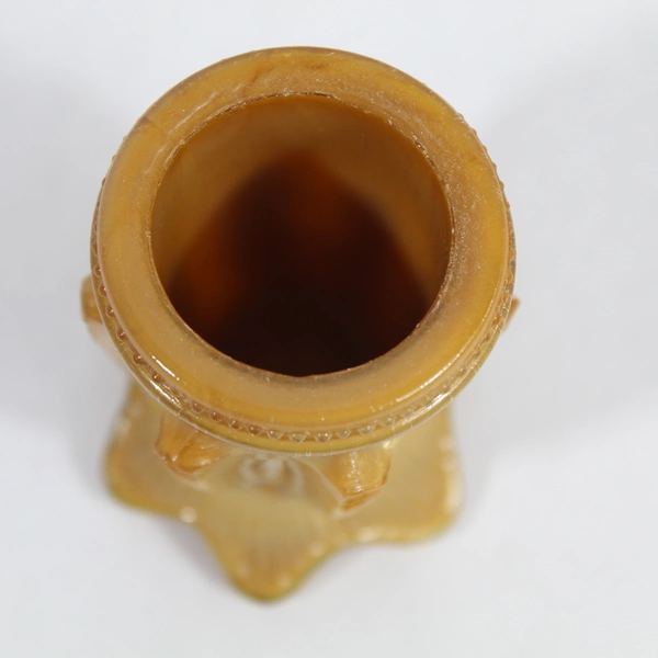 Vintage Greentown Cactus Pattern Toothpick Holder Jar Carmel Slag Glass