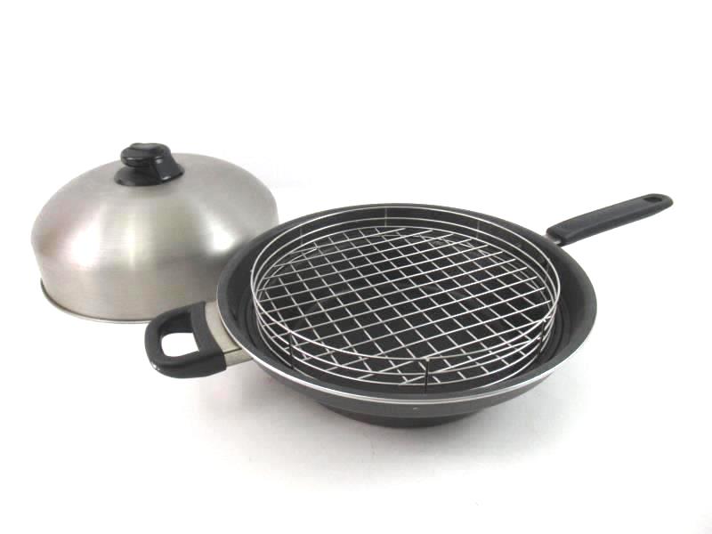 Stainless Steel Wok Pan With Lid With Rack Enamel Non Stick Steam Release