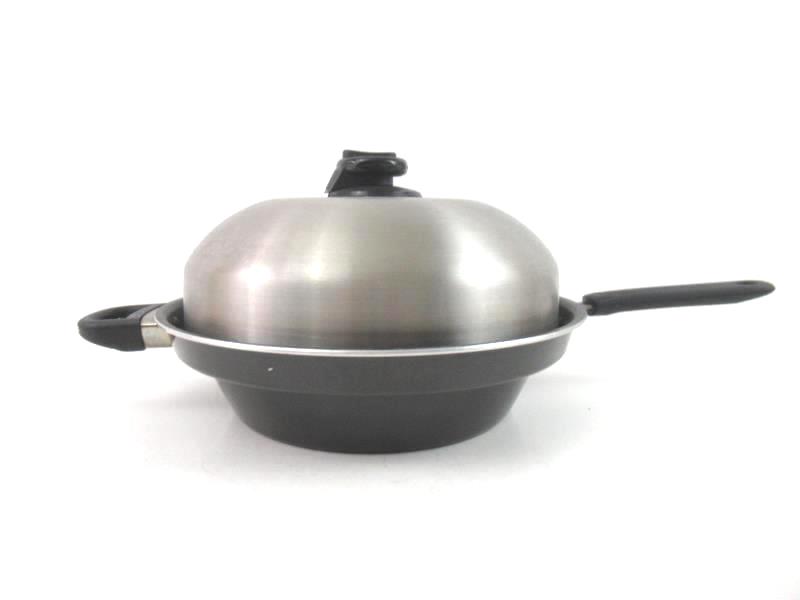 Stainless Steel Wok Pan With Lid With Rack Enamel Non Stick Steam Release