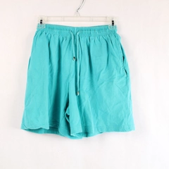 Vtg Van Heusen For Her Aquamarine Green Shorts Sz S Drawstring Loose Fit
