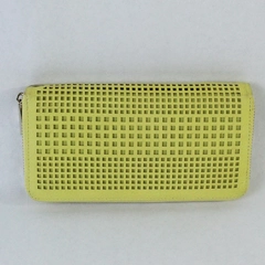 Women's Imoshion Fashion Wallet Yellow Faux Leather Cut Out Design Zip Closure