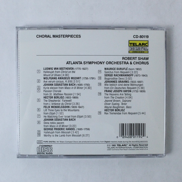 Choral Masterpieces CD by Robert Shaw & Atlanta Symphony Orchestra 1985