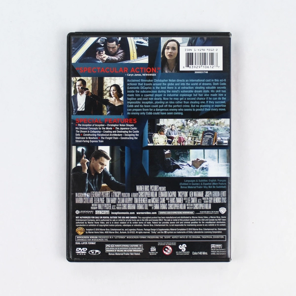 Inception 2010 Christopher Nolan DVD Leonardo DiCaprio Tom Hardy