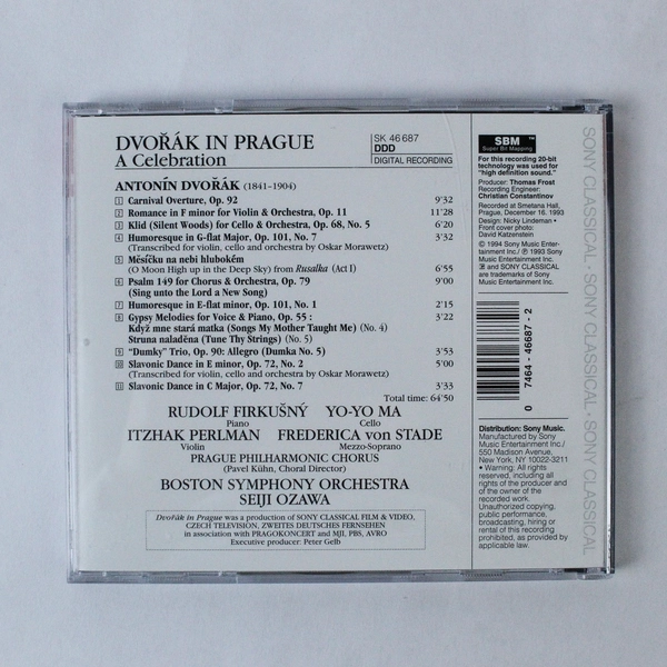 Dvorak in Prague Celebration Audio CD 1994 Sony Classical Good Condition