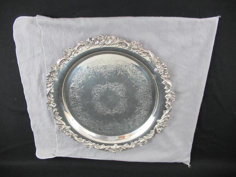 Vintage 1985 Webster Wilcox Silver Plate Platter #3472 Monogrammed W