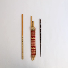 Lot of 5 Vintage Chinese Chopsticks & Pouch Case Collectibles Upcycle Decor