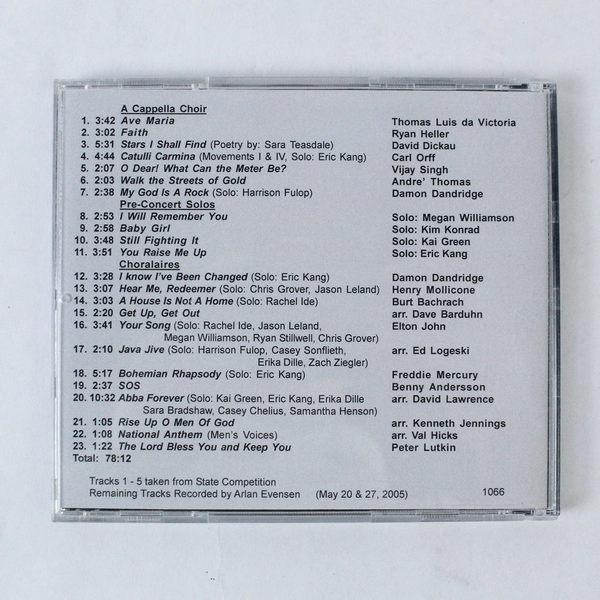 Rex Putnam High School 2005 A Cappella Choir & Choralaires Faith John Baker CD