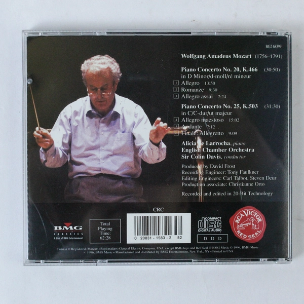 Mozart Piano Concertos Nos. 20 & 25 Alicia De Larrocha CD 1996 RCA Victor