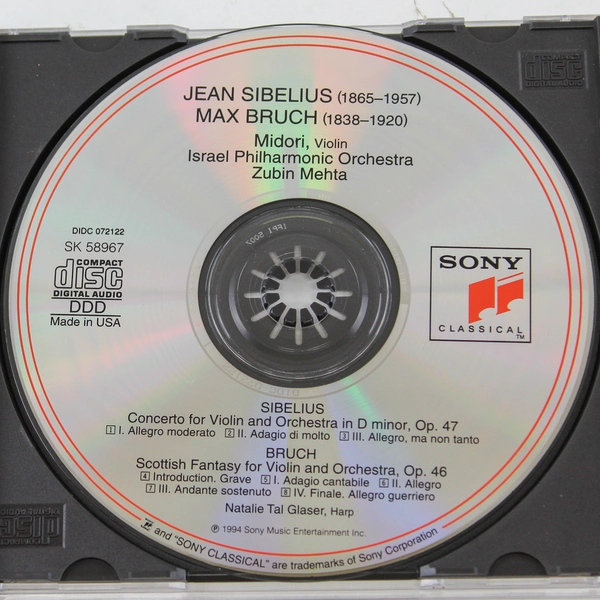 Sibelius Bruch Midori Zubin Mehta Israel Philharmonic Orchestra CD 1994 Sony 