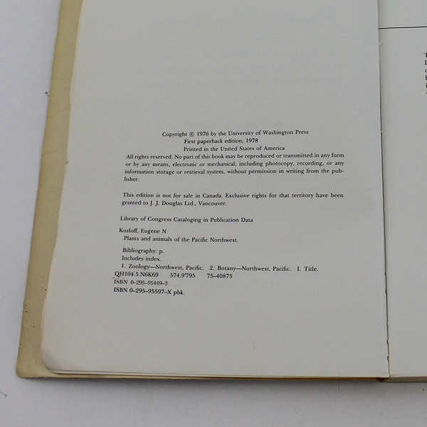 Plants & Animals of the Pacific Northwest by Eugene N. Kozloff 1978 PB