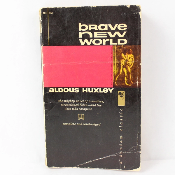 Vintage Book Brave New World Aldous Huxley 1958 Bantam Books PB Ex Libris