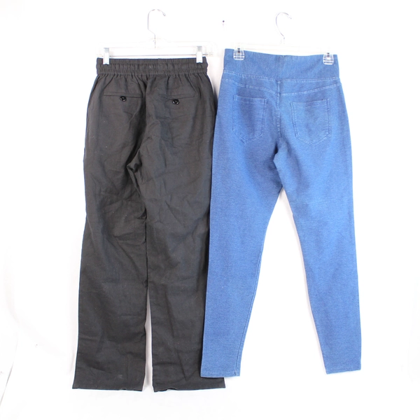 Lot of 2 Women's Pants Medium A New Day & Active USA Black Blue Drawstring