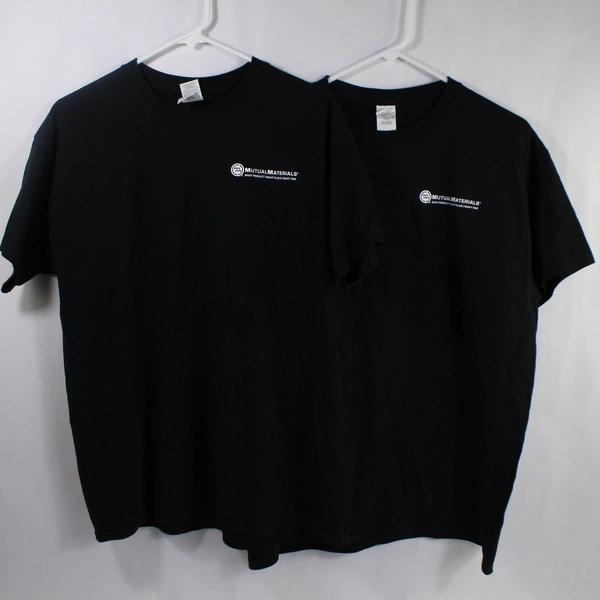 Lot of 2 Gildan Mutual Materials T Tee Shirts Men's Size L Black Short Sleeves