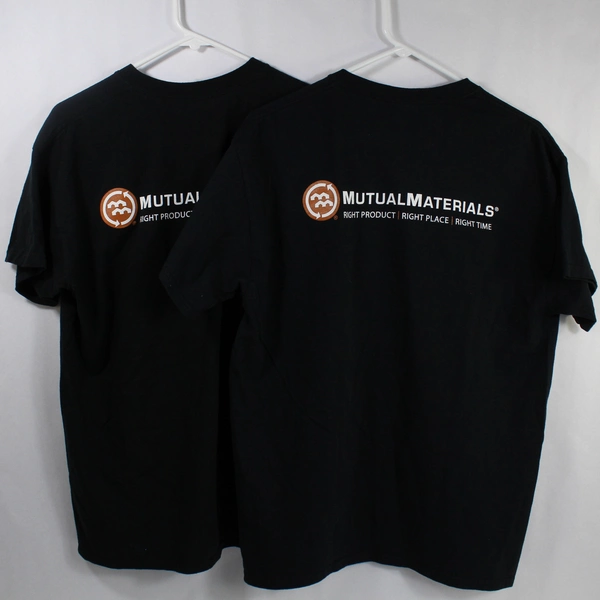 Lot of 2 Gildan Mutual Materials T Tee Shirts Men's Size L Black Short Sleeves