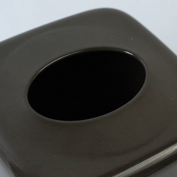 Tissue Holder Brown Metal With Chrome Trim Oval Opening 5 Inch Square Sturdy
