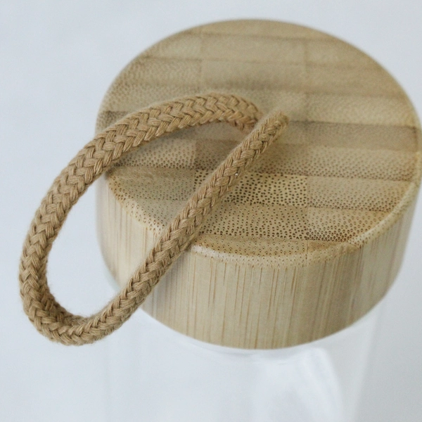 Gemline Glass Water Bottle With Bamboo Lid Mini Rope Handle No Silicone Sleeve