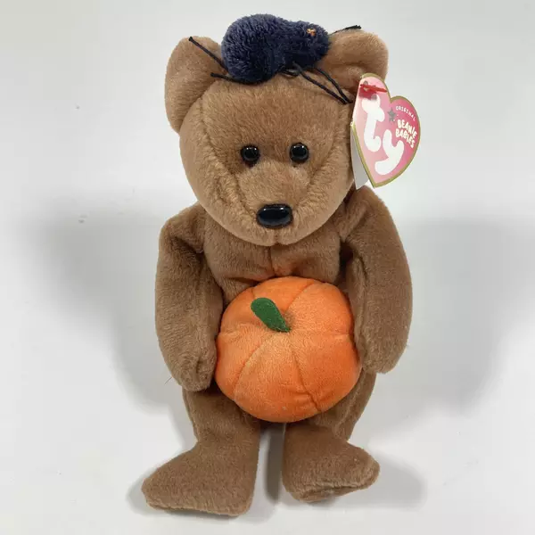 2005 Ty Beanie Baby Hocus Halloween Bear Pumpkin Hat Collectible