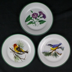 Lot of 3 National Wildlife Decorative Plate White Purple Morning Glory Birds 