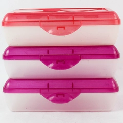 Lot of 3 Red and Pink Sterilite Plastic Pencil Case Boxes for School Supplies