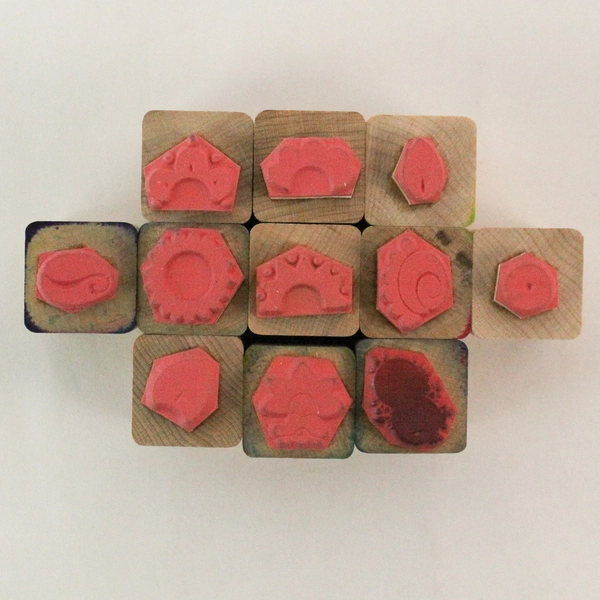 Lot of 11 Small Wood Rubber Stamp Set Shapes Crafting Scrapbooking