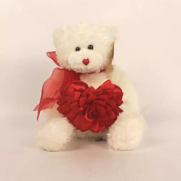 Gotta Get a Gund Rose Petals Plush Bear White Red Flower Soft Stuffed Toy