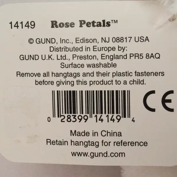 Gotta Get a Gund Rose Petals Plush Bear White Red Flower Soft Stuffed Toy